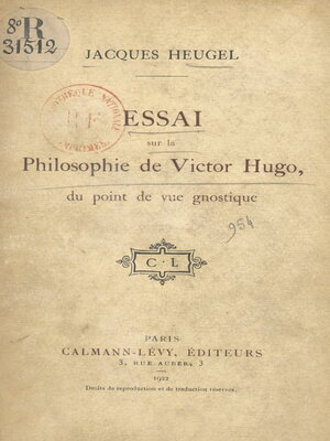 cover image of Essai sur la philosophie de Victor Hugo, du point de vue gnostique